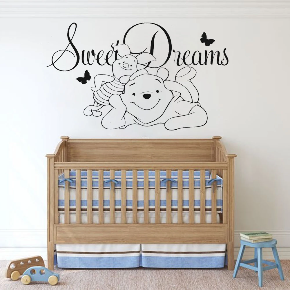 Autocollants De Dessin Anime Pour Chambre D Enfant B572 Citation De Winnie L Ourson Autocollant Mural Pour La Maison Doux Reve Decoration De Chambre Aliexpress