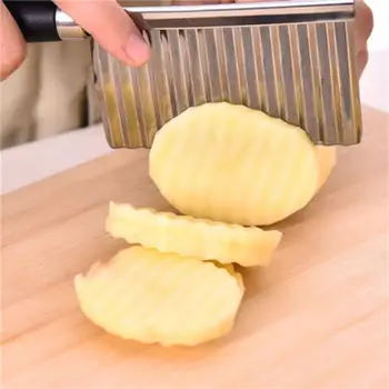 

Stainless Steel French Fries Potato Cutter Corrugated Knife Side Wavy Cutter Potato Knife Chopper Slicer Drop Shipping