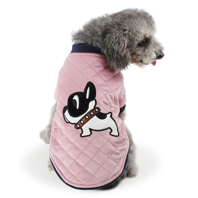 Осенняя собачья куртка для питомца, зимняя одежда, вышитая флисовая куртка для собак для маленьких собак, S-XL Одежда для собак, одежда для чихуахуа
