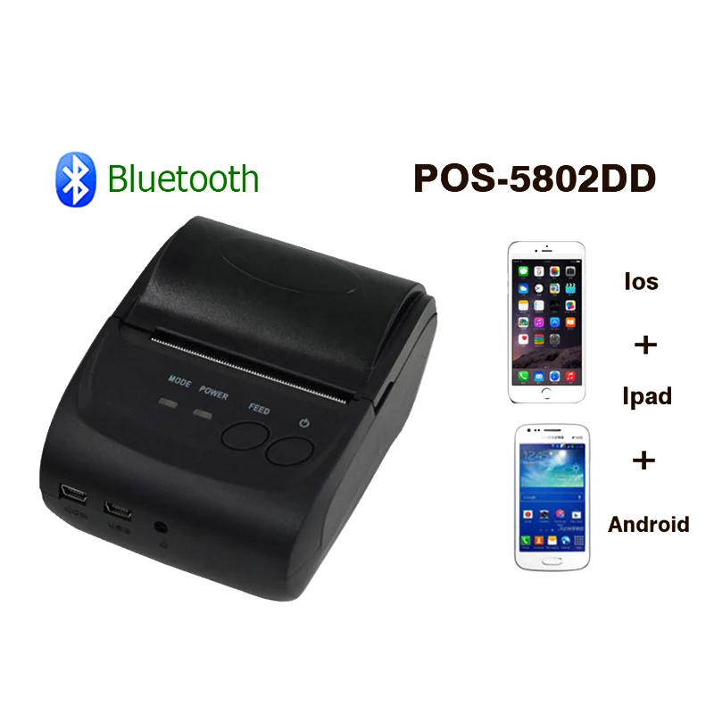 Портативный термопринтер ZJiang 58 мм портативный USB Bluetooth беспроводной для Window IOS