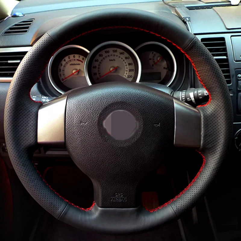 Black Artificial Leather Steering Wheel Cover for Nissan Tiida 2004