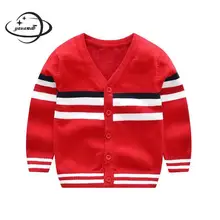 YAUAMDB/Детские свитера зима трикотаж От 4 до 9 лет мальчики полосатый кардиган одежда V шеи однобортная детская одежда ly38