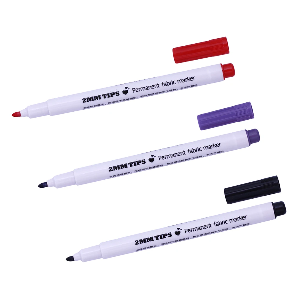 3Pcs 2mm Permanent Fabric Paint Marker T-Shirt Pens For Clothes Shoes DIY Graffiti Design for Artist