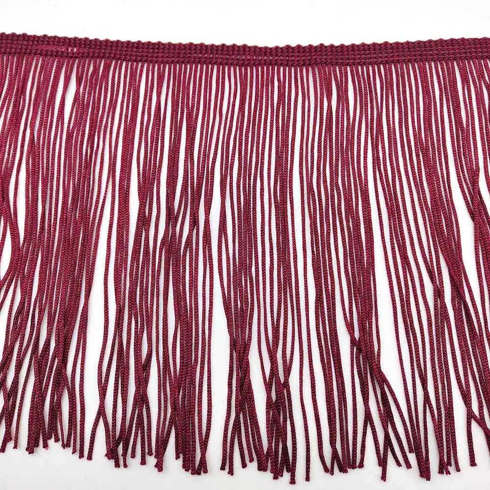 Wine red Красивые 5 ярдов упаковка " Ширина бахрома отделка Кружева полиэфирное волокно кисточкой одежда аксессуары латинские свадебное платье кисточка лента - Цвет: Wine red