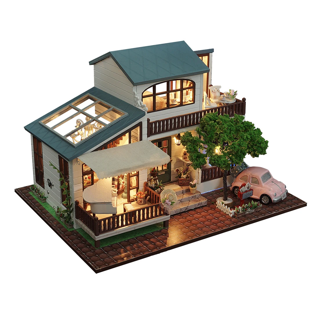 

NFSTRIKE Doll House London Holiday Basic 3D Assembly Model Building Kits Diy Dollhouse Miniature Wooden Toys for Children Gift