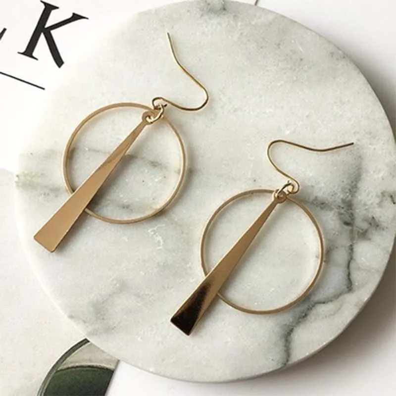 

South Korea Earrings Jewelry Temperament Simple Retro Long Circle Ear Line Geometric Earrings For Women Statement earrings