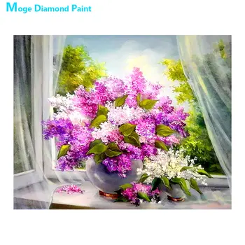 

Pink Lavender Diamond Painting Full Round floral vase Nouveaute DIY Sticking Drill Cross Embroidery 5D simple Home Decoration
