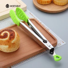 Worthbuy Acero inoxidable cocina Tenazas pan antiadherente ensaladas alimentos Tong clamp clip Barbacoas cocina Utensilios gadgets de cocina