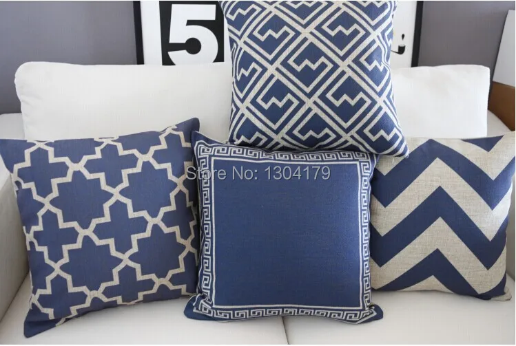 Decorative Throw Pillows For Sofa Decorating Interior Of Your House Hot Australia Navy Blue Wave Pattern Cushion Cotton