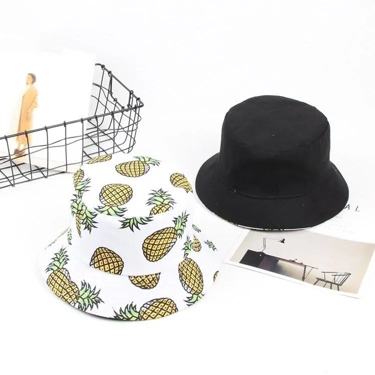 Двусторонняя с принтом ананаса Панама для рыбака шляпа Открытый Дорожная шляпа шляпы от солнца для мужчин и женщин 484