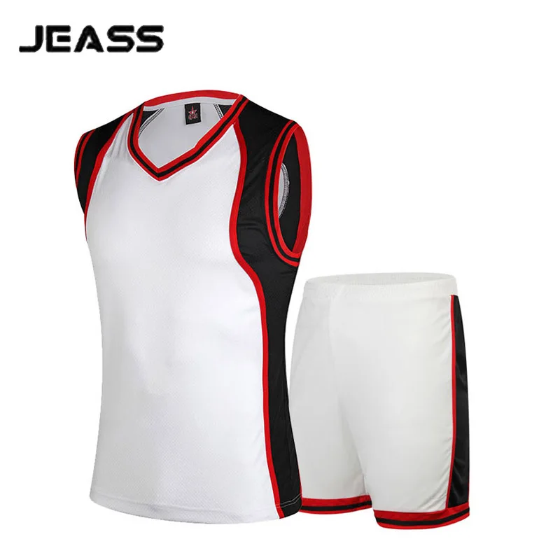 JEASS Men Basketball Team Jersey Kit Blank Black White Basketball