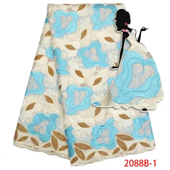 

2018 Swiss Voile Fabric in switzerland with Diamonds Tulle African Lace Fabric Cotton Fabric For Women Party Dress AMY2088B-1