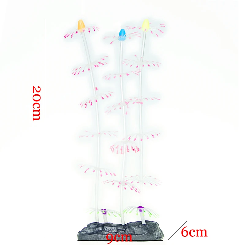 Силиконовое искусственное моделирование коралловых растений, цветочных украшений, аквариумных аквариумов с флуоресцентным эффектом, динамическим декором