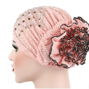 1 шт./лот женский цветок мусульманский волос шапка-тюрбан шляпа большой цветок эластичный обруч для головы сплошной цвет шляпа индийская аравийская шляпа - Цвет: 4