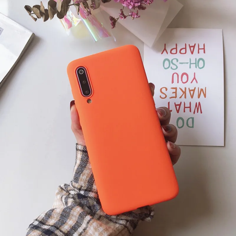 Матовый однотонный фиолетовый чехол для телефона Xiaomi Redmi Note Mi 4A 4X5 5A 6 6A 7 8 8SE 9 9SE Lite Pro из мягкого ТПУ - Цвет: Light Orange