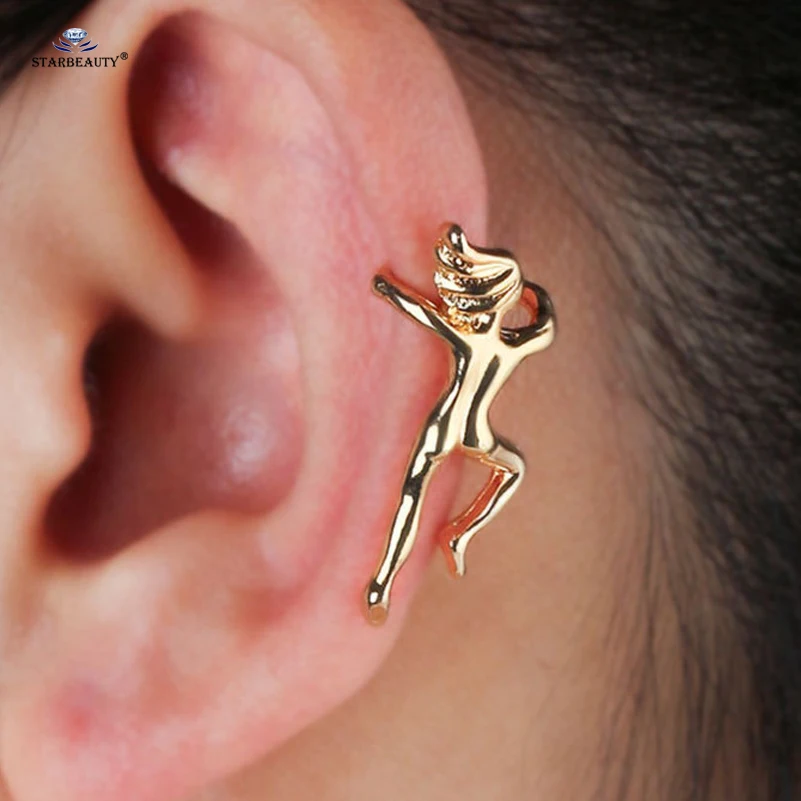 

Cool Personality Sport Rock Climber Ear Cuff Earrings for Women Men Ear Clip Earring Alloy Brincos Fake Piercing Helix Piercing