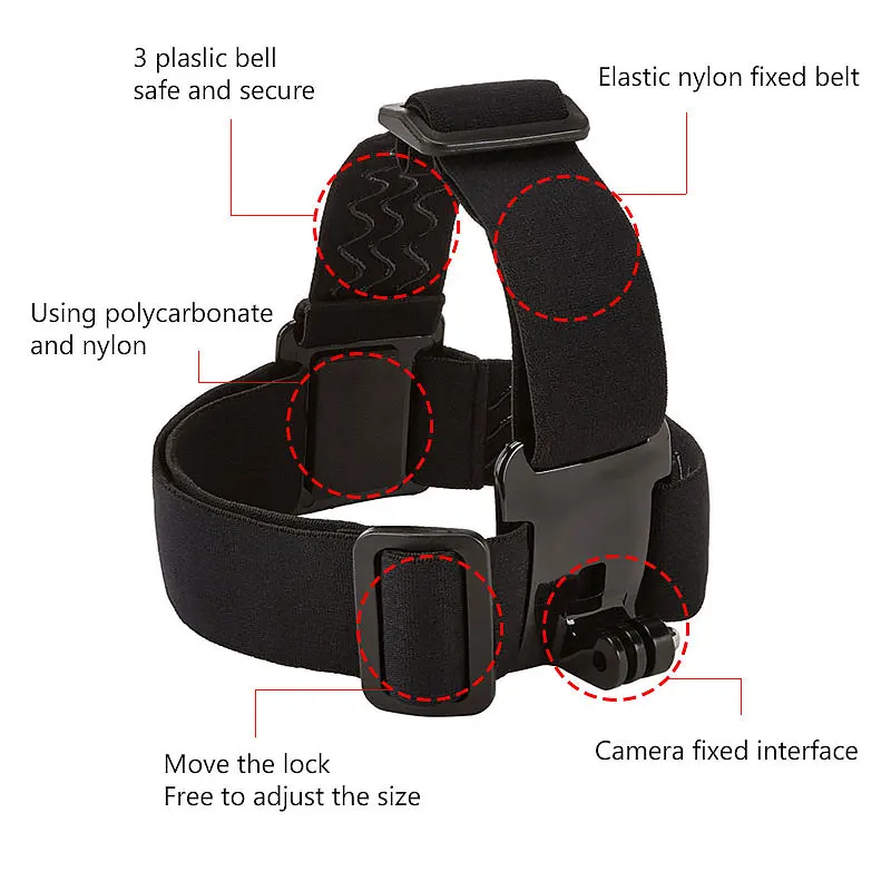 Head Strap Band Mount For Gopro Hero 6 5 4 3 SJCAM Xiaomi Yi 4K Action Camera For Eken H9 SJCAM SJ4000 Go Pro Accessories GP23 (3)