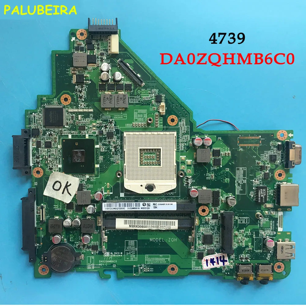 

PALUBEIRA Laptop Motherboard For Acer aspire 4739 4339 Mainboard HM55 DDR3 DA0ZQHMB6C0 tested good