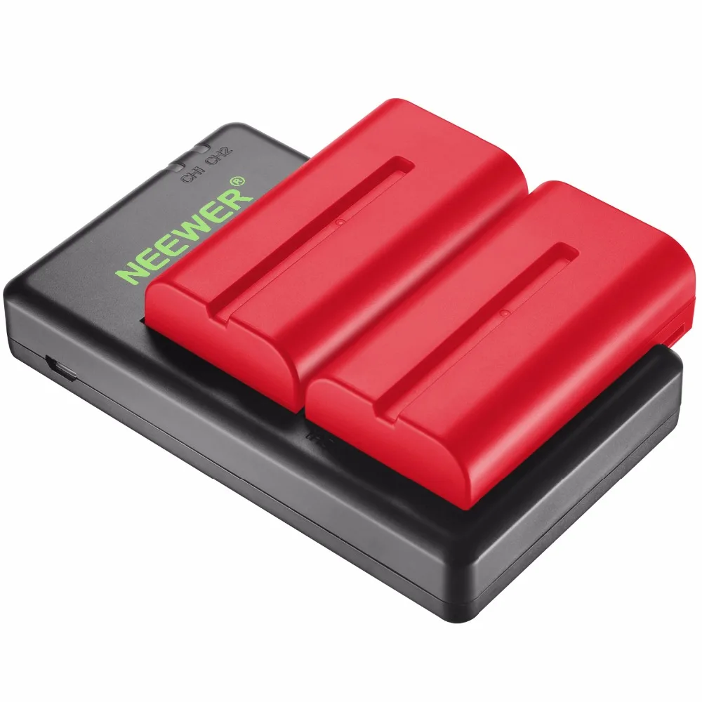 Neewer 2 шт 2600mAh Sony NPF550/570/530 запасной литий ионный аккумулятор (красный)|Батарейные