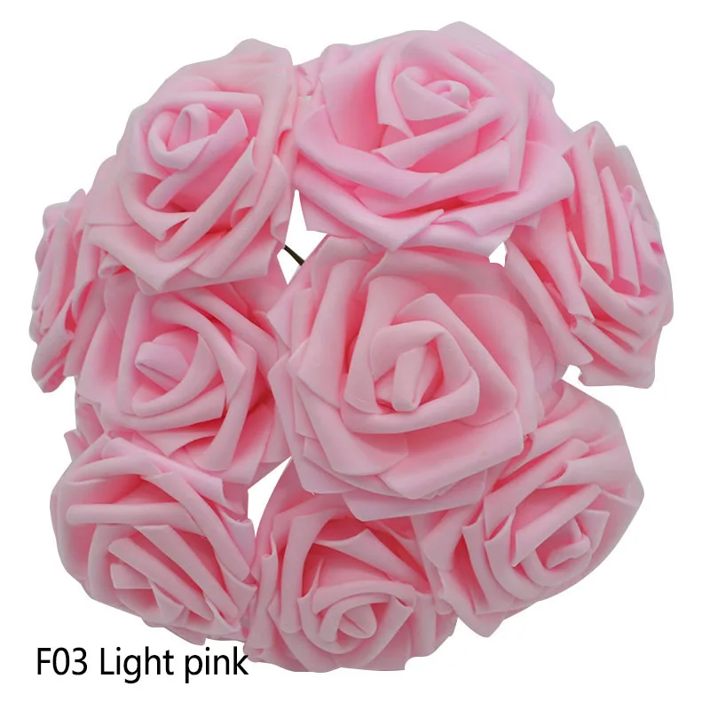 17 видов цветов 10 голов 8 см искусственные розы Свадебные невесты букет полиэтиленовый пенопласт Скрапбукинг DIY поставки розы домашний декор - Цвет: F03 light pink