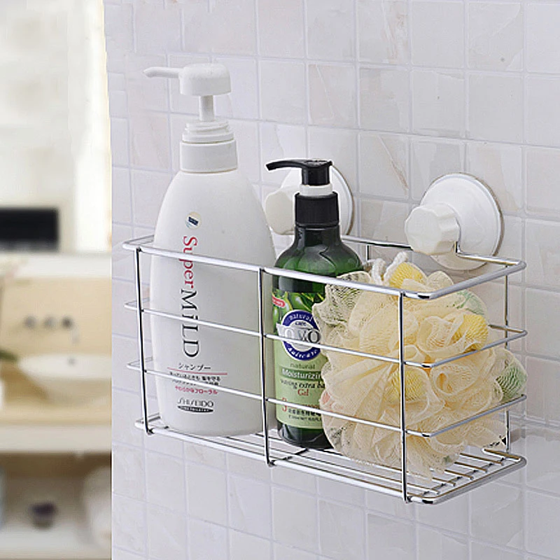 مربع الحمام تخزين الرف مصاصة طلاء المعادن مع إزالة جدار جبل حامل الجرف للحمام سلة المطبخ منظم