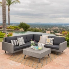 Новое поступление красивая уличная мебель сад современный диван набор плетеные L тип диваны