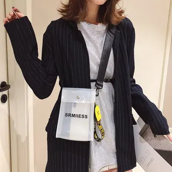 

2019 Summer New Fashion Transparent PVC Bags Handbags for Women Female Casual Zipper Jelly Shoulder Bags Messenger Bags