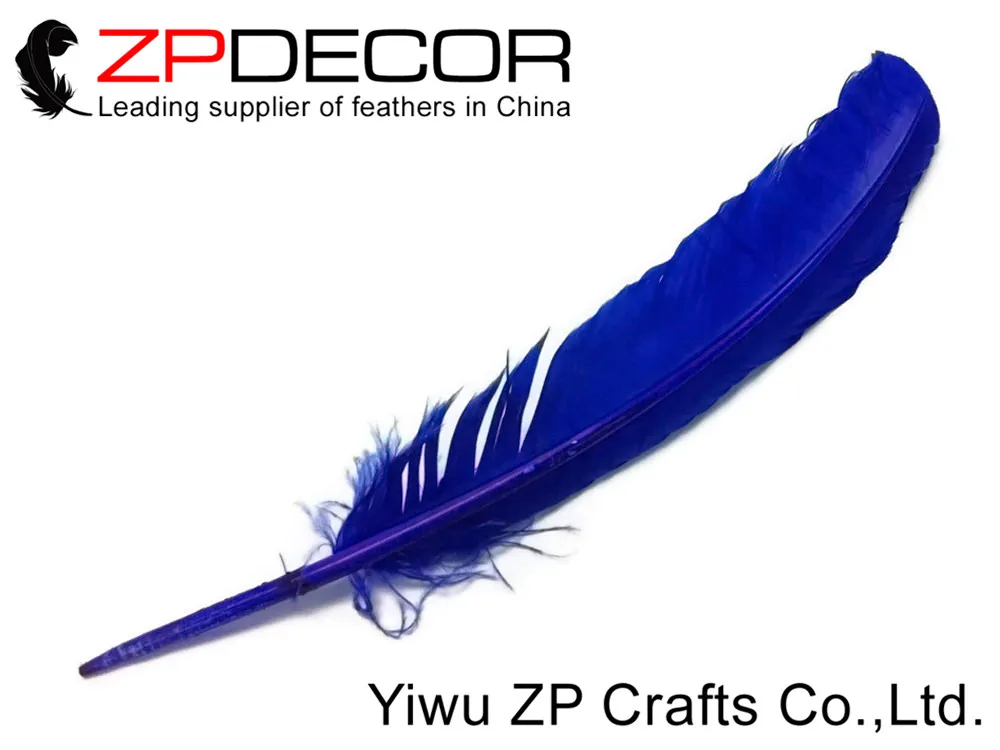 Turkey Quill Feathers, 6 Pieces - ROYAL BLUE Turkey Rounds Quill Feathers