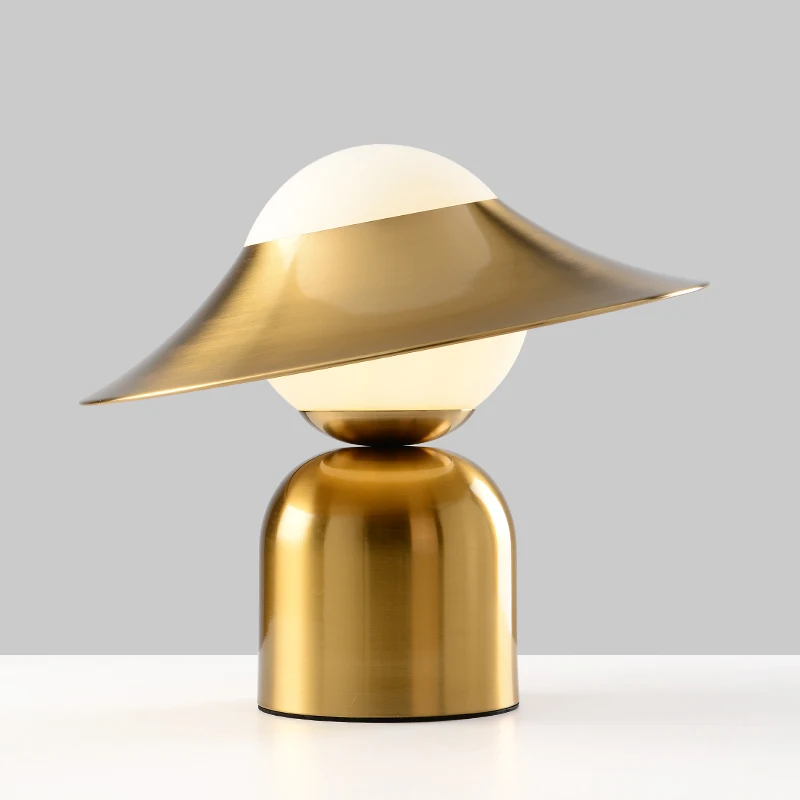 

Nordic postmodern creative metal hat table lamp designer living room bedside lamp hotel art table light