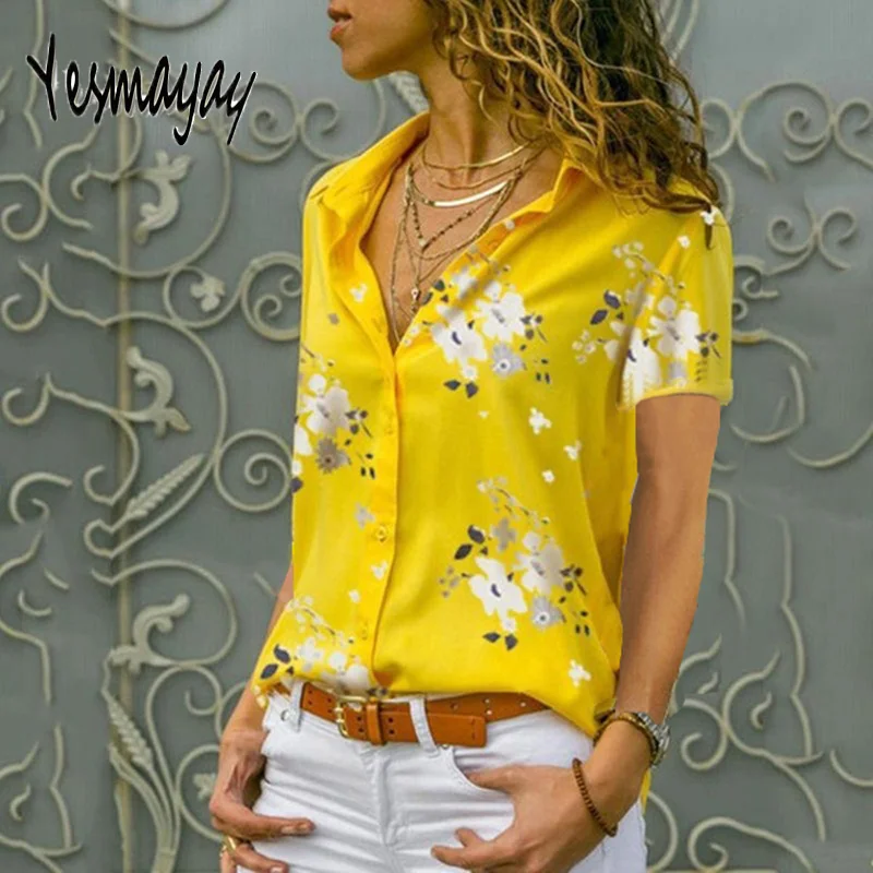 

Streetwear Womens Tops And Blouses Plus Size 5XL Shirt Female Office Summer Blouse Women Short Sleeve Print Blusas Mujer 2019
