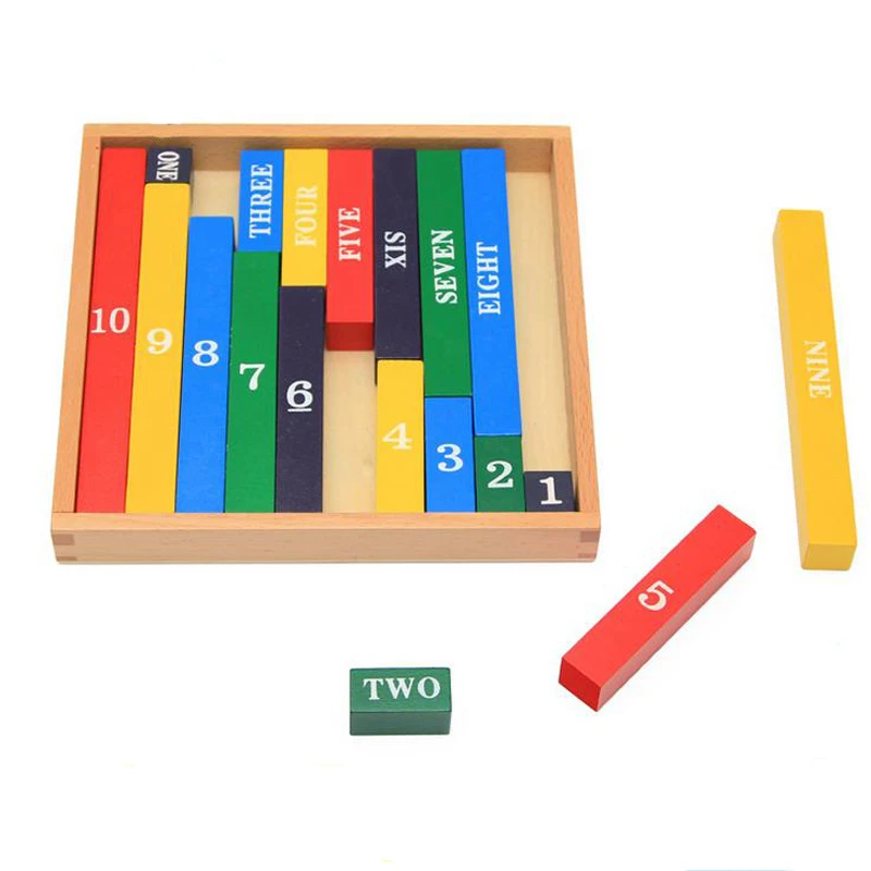 

Montessori Colorful Wooden Toys 1-10 Digit & English Cognitive Math Toy Teaching Number Rods Kid Early Learning Logarithm Game