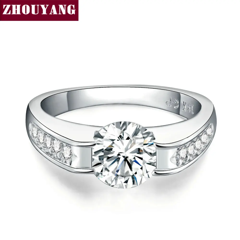 Top Quality CZ Wedding Ring Silver Color Jewelry Austrian Crystals Full Sizes Wholesale ZYR299 ZYR309