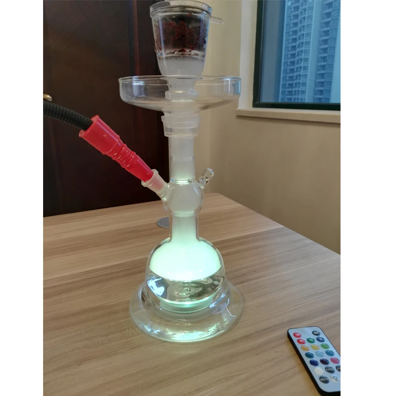 Стеклянный кальян наргиле для курения водопровод кальян Cachimba Nargile Chicha с светодиодный светильник и пультом дистанционного управления