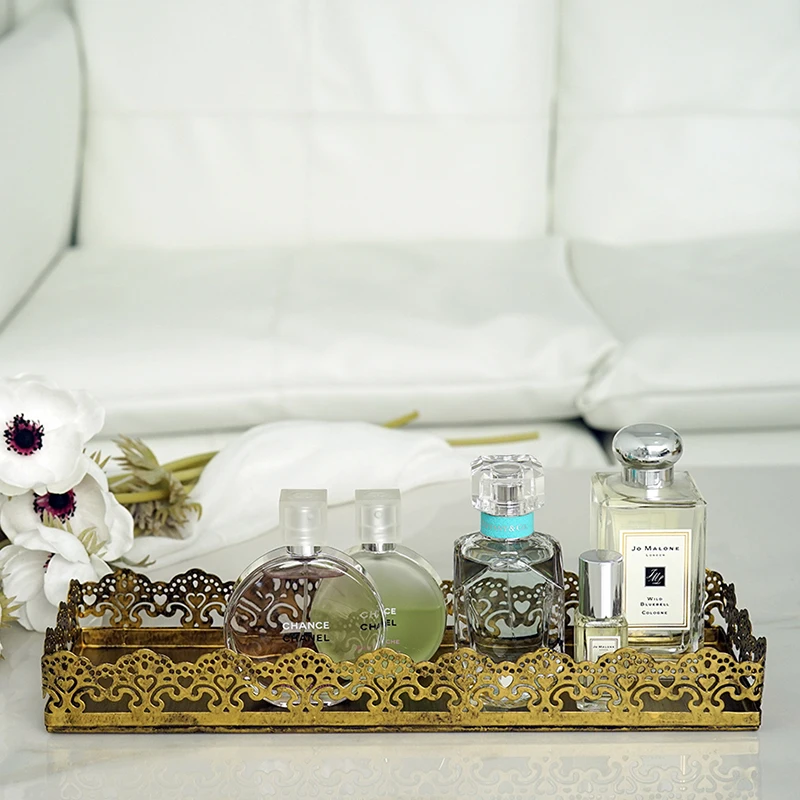 

European golden cake plate cup tray wedding dessert table decoration metal Candy/Cosmetic storage tray kitchen tray FT002C