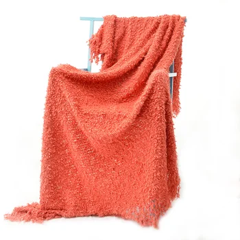 

Battilo Decorative Sofa Couch Chair Throw Blanket Solid Popcorn Pattern With Fringe 55X67 Inches