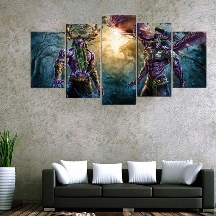 5 Panel Game Poster Wall Art Picture Home Decoration Living Room Canvas Print Printing On | Дом и сад