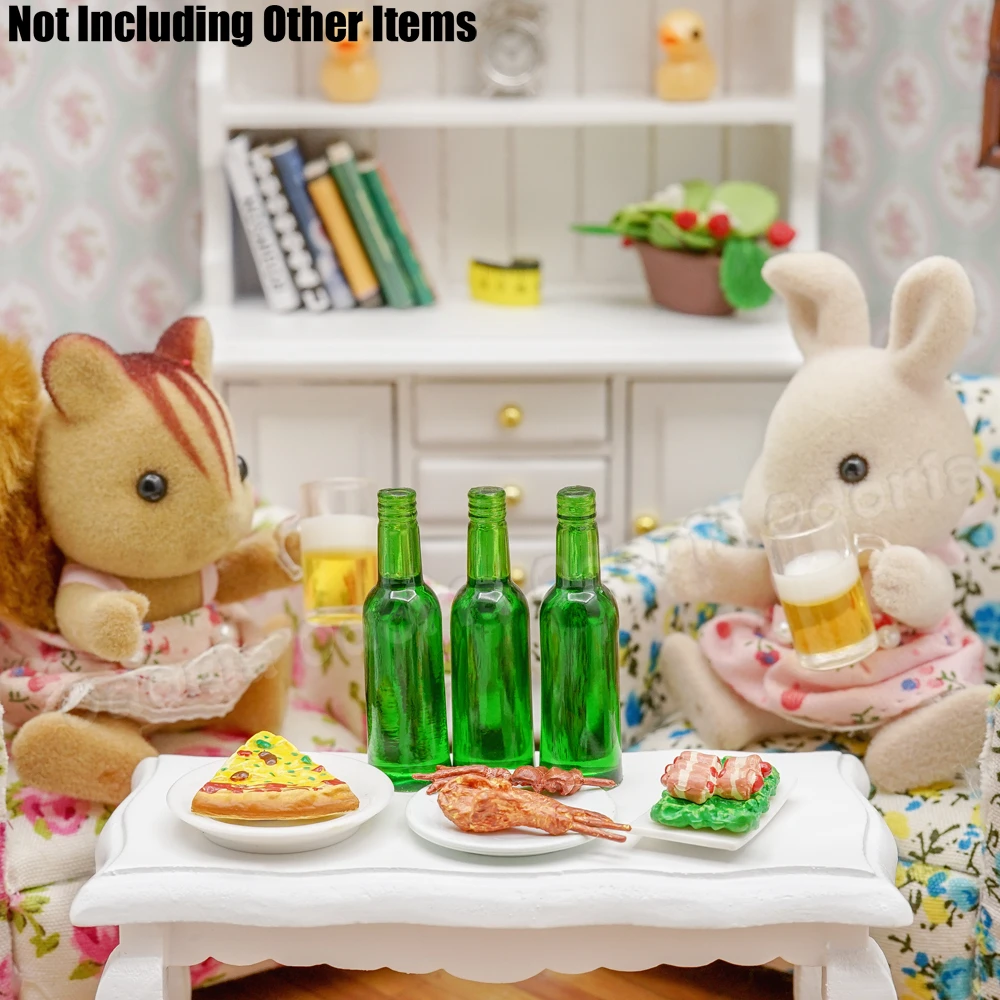 Odoria 1:12 миниатюрные 6 шт. пивные бутылки и 4 кружки кукольный домик кухонные аксессуары