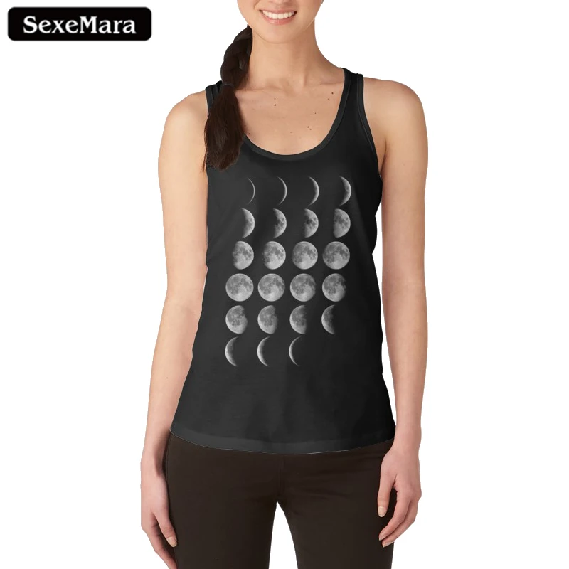 

SexeMara Various Lunar Phases Moon Sleeveless T-Shirt Science Geek Nerd Gift Astronomy Space Cotton Vest Fashion Free Shipping