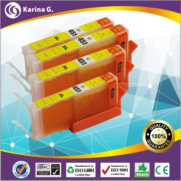 4X Yellow ink for CANON CLI 451Y XL for PIXMA IX6540 IX6840-in Ink Cartridges from Computer