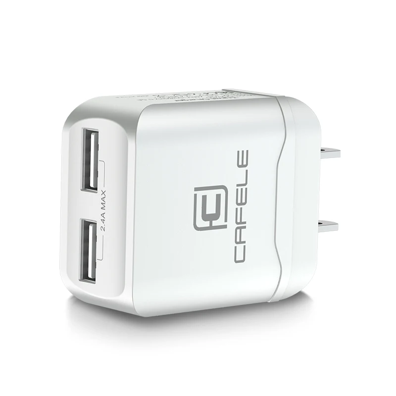 Cafele US Plug Dual USB зарядное устройство DC 5 В 2.4A 12 Вт зарядное устройство для мобильного телефона Зарядка для iPhone X XS Max iPad для samsung huawei Xiaomi - Тип штекера: White