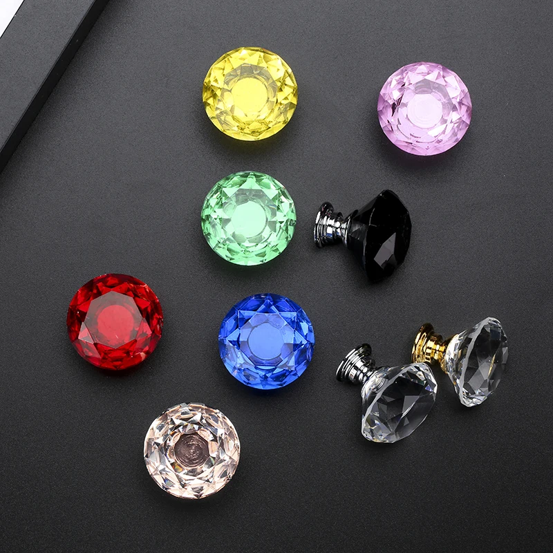 Diamond Shape Crystal Glass Cabinet Knobs and Handles  (4)