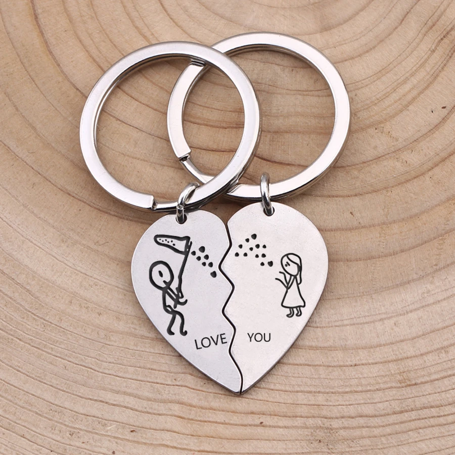 1 ペアキーチェーンカップルの愛のためあなた失恋型キーホルダー手作りボーイフレンドのガールフレンドスティック図キーペンダント Null Aliexpress