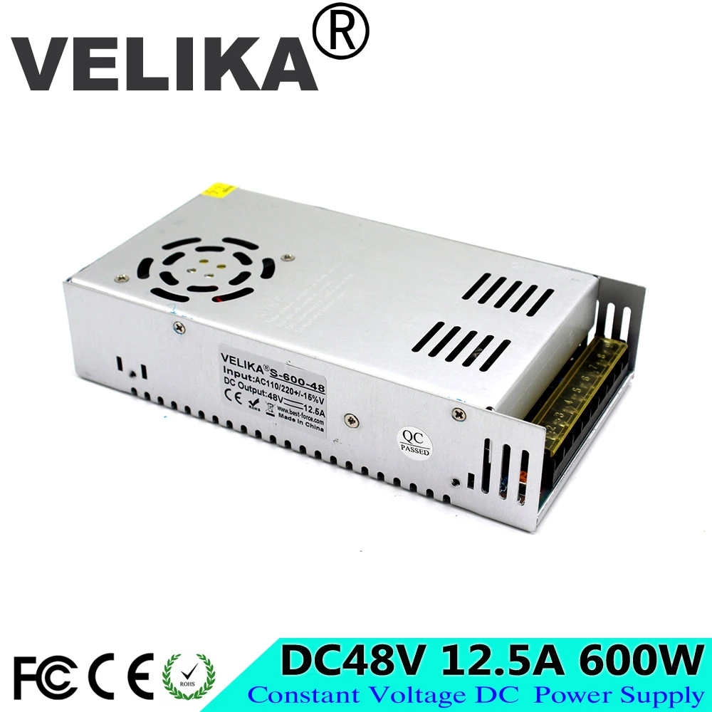 

Small Volume Single Output 600W 48V 12.5A Switching Power Supply Transformer AC110V 220V TO DC SMPS for LED Light CNC Stepper