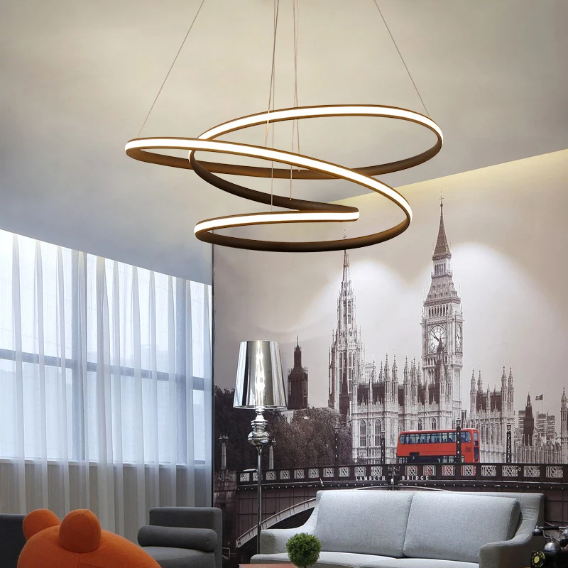 Modern led Chandeliers for Kitchen Dining Room Living Room Suspension luminaire White/Black Aluminum Hanging Chandeliers avize