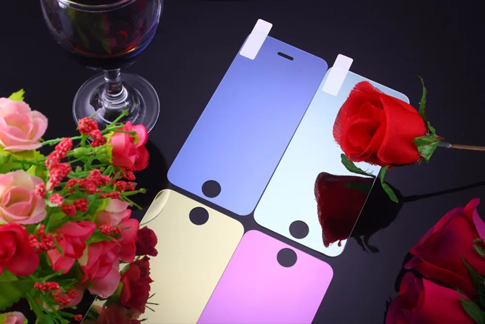 Цветное отражающее зеркальное закаленное стекло 9H для iPhone 6 6S 7 8 Plus X XS 11P защитная