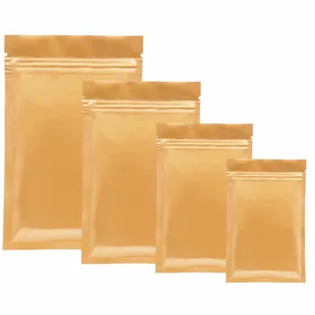 

Wholesale 100-300pcs Glossy Orange Aluminum Foil Ziplock Packaging Bag Metallic Zipper Package Bags Powder Sugar Gift Foil Bags