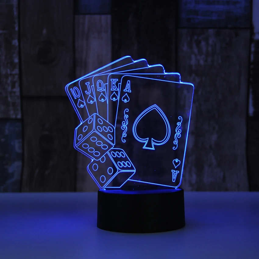 

Creative Color Change 3D Lamp Poker Cards Game Playing USB LED Lighting Bedroom Decorative Night Light Christmas Gift