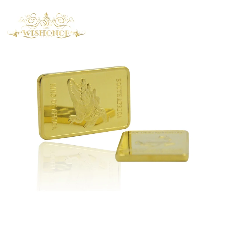 

Souvenir South Africa Crocodile Fine Gold Bar King Of Wild Animal 1 Oz Iron Metal Bar 24k Gold Bar