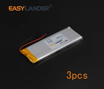 

3pcs 3.7V 950mAh Polymer Li-ion Battery For Mp3 Mp4 PAD DVD DIY E-book bluetooth Vedio Game toys Tablet PC mobile 372881