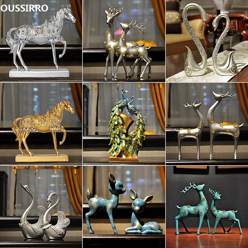 

OUSSIRRO Modern Home Decor Resin Crafts Furnishing Animal Figurine European Wedding Decoration Creative Craft Gift W2513